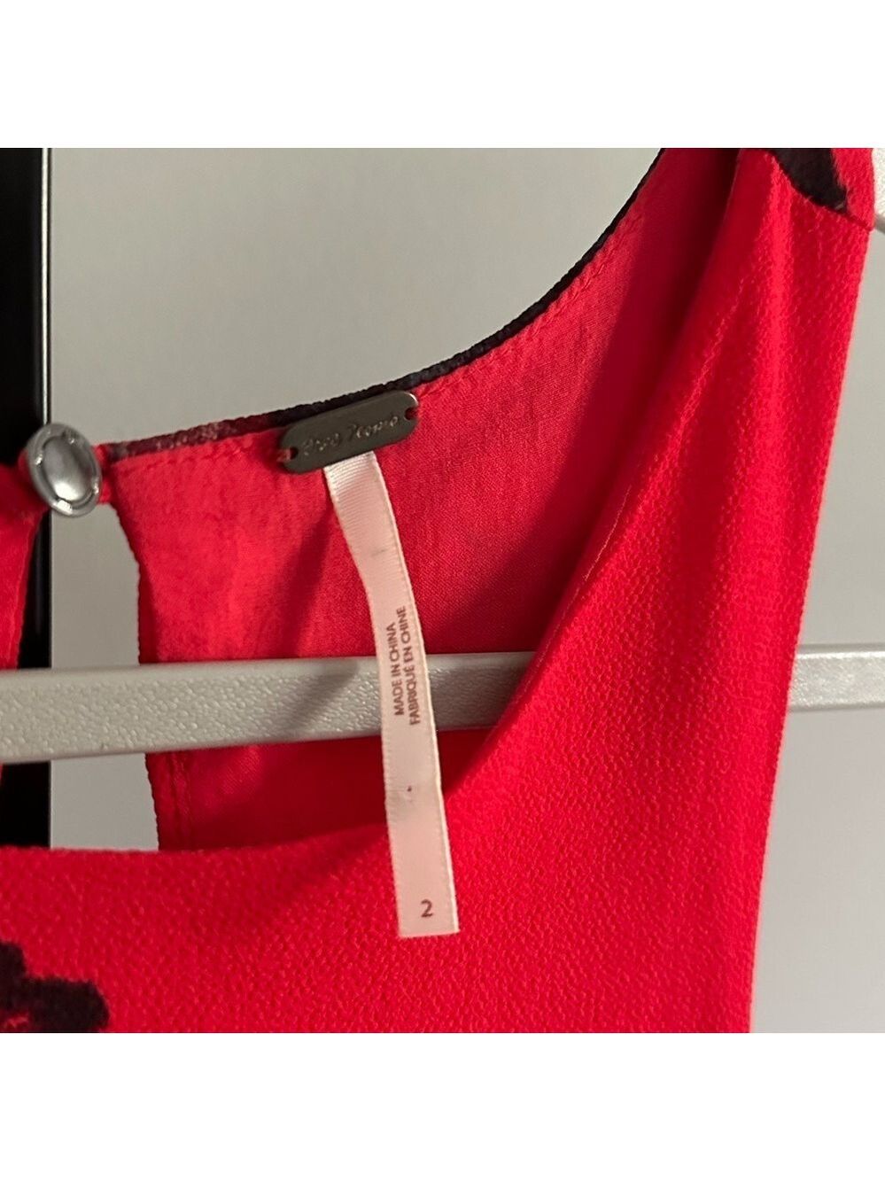 FREE PEOPLE- Cherry Red Floral Mini Dress-Size 2 Flutterby style-EUC - Picture 7 of 12